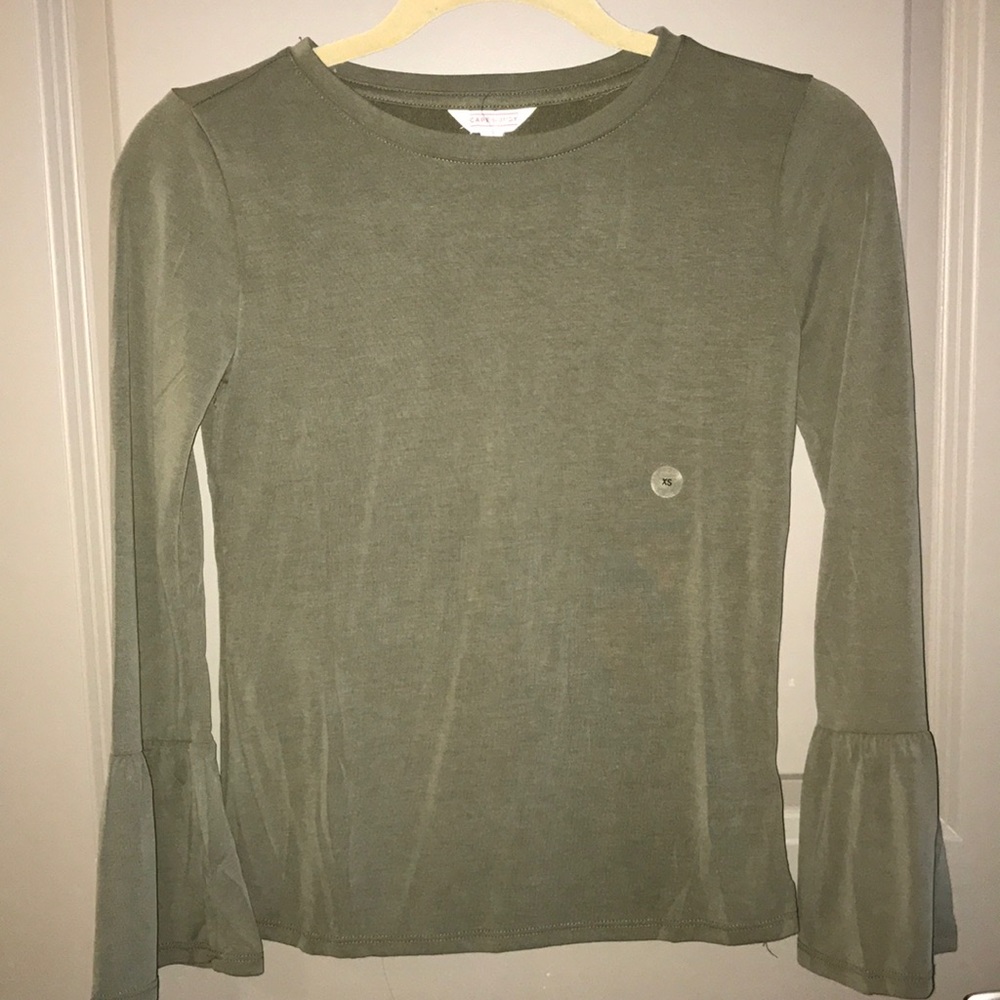 Army Green Ruffle Long Sleeve